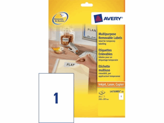 ETIKET AVERY L4735REV-25 210X297MM 25ST artikel afbeelding