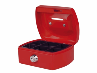 GELDKIST PAVO 125X95X60MM MET GLEUF ROOD artikel afbeelding