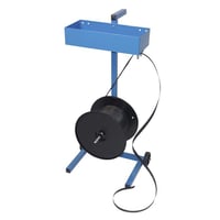 Afroller voor kunststof omsnoeringsband voor bandbreedte 13 - 16 mm, verrijdbaar, met aflegbak kern-Ø 62 mm