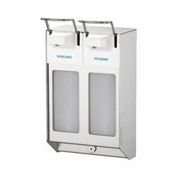 Rij-dispenser met 2 dispensers à 1000 ml roestvast staal artikel afbeelding