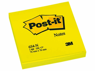 MEMOBLOK 3M POST-IT 654N 76X76MM NEON GEEL artikel afbeelding