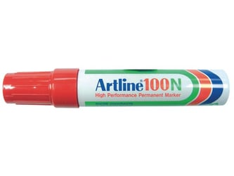 Artline 100N Permanente Marker, Beitelvormige Punt, 7,5 - 12,5 mm, Rood