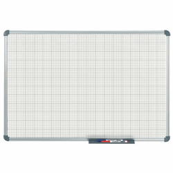 Geruit wandbord, wit raster 10x10 / 50x50 mm b x h = 900x600 mm
