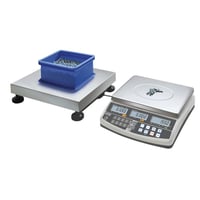 Telsysteem uit referentieweegschaal en weegbrug weegbereik (Capaciteit: 300 kg; Afmetingen weegplatform: 650x500 mm)