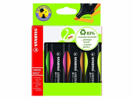 STABILO Tekstmarker GREEN BOSS 2 - 5 mm, assorti (doos 4 stuks)