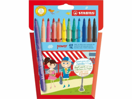 Viltstift STABILO power 280/12 assorti etui à 12 stuks
