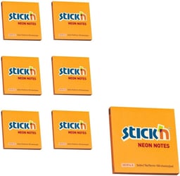 Notitieblok Stick'n 76x76mm neonor/pk6