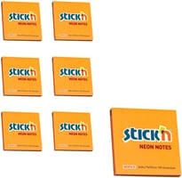 Notitieblok Stick'n 76x76mm neonor/pk6
