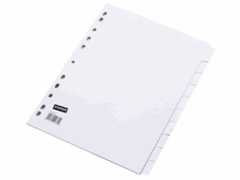 Staples Tabbladen wit karton 11 rings, A4, 10 onbedrukte tabs (set 10 vel)