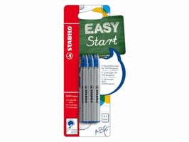 Rollerpenvulling STABILO Easyoriginal fijn blauw blister à 6 stuks
