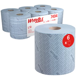 Poetsrol KC WypAll 7494 L10 1-laags 18,3cmx239m 630 vel blauw