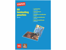 Staples Lamineerhoes A6, 111 x 154 mm, 2 x 125 micron, glanzend (pak 100 stuks)