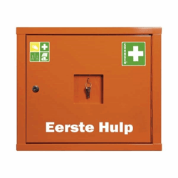 Verbandkast conform DIN 13157 zonder inhoud, signaaloranje, diepte 200 mm h x b = 420x490 mm