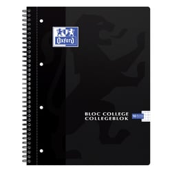 Collegeblok Oxford A4+ ruit 4r zw/pk5