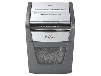 Rexel Optimum Auto+ 225X Automatische Papiervernietiger, P4 Cross-Cut Snippers, 20L, 50 Vellen, Zwart artikel afbeelding