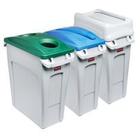 Sorteerstation voor kringloopmateriaal, set van 3 SLIM JIM® inhoud 3x60 l blikinworp/papierinworp/tuimeldeksel