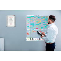 T-kaartplanbord, jaarplanner 12 modules met elk 54 sleuven met 1000 T-kaarten in 10 kleuren
