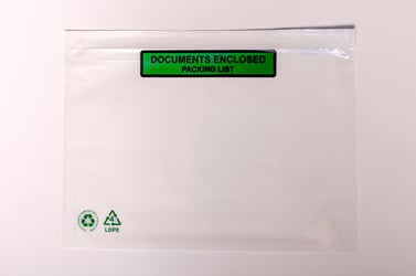 Zelfklevende Paklijst Enveloppen LDPE 60% Recycled, C5, 225x165, Documents enclosed (groen zwarte print)