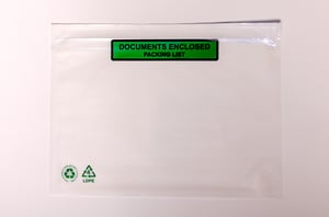 Zelfklevende Paklijst Enveloppen LDPE 60% Recycled, C5, 225x165, Documents enclosed (groen zwarte print)