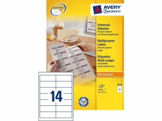ETIKET AVERY ZWECK 3678 97X37MM 1400ST artikel afbeelding