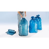 PE-afvalzakken met trekband inhoud 120 l, l x b x h = 700x50x1050 mm materiaaldikte 50 µm, blauw, VE = 250 stuks