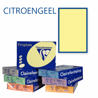Clairefontaine Trophee kopieerpapier A4 210x297 120 g/m². Kleur: Citroengeel. Artikelcode: 1207 (Doos à 5 Pak à 250 Vel)