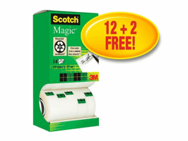 Plakband Scotch Magic 810 19mmx33m onzichtbaar mat 12+2 gratis