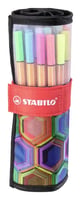 Fineliner Stabilo point 88 Arty edition roletui zwart à 25 kleuren