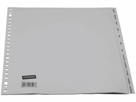 Staples Tabbladen grijs kunststof 23 rings, A4, bedrukte tabs, januari-december (set 12 vel)