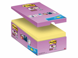 Memoblok Post-it 655 Super Sticky 76x127mm geel 14+2 gratis