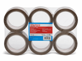 Staples Verpakkingstape PP - acryllijm 50 mm x 66 m, bruin (pak 6 x 66 meter)