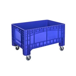 Grote bak inhoud = 354 l, 4 zwenkwielen, waarvan 2 met vastzetters blauw