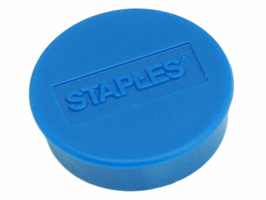 Staples Verpakking met 10 ronde, blauwe magneten van 25 mm met een magnetische kracht 425 gram/m² (doos 10 stuks)