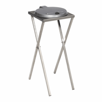 Hygiënische afvalzakstandaard van roestvast staal voor inhoud 120 l, handmatige dekselopening (Dekselkleur: als blank aluminiumkleurig RAL 9006/blank aluminiumkleurig, als RAL 9006)