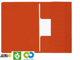 Dossiermap Djois Secolor Mammoet folio 3 kleppen 250gr recycled rood 10 stuks
