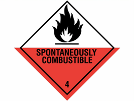 Gevarenetiket A24, 100X100mm wit opdruk zwart-rood. Klasse 4 Spontaneously Combustible