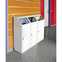 Afvalbak voor kringloopmateriaal, zelfdovend inhoud 3x45 l klep blauw/geel/grijs