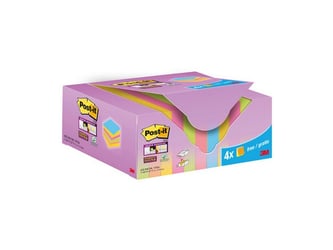 Post-it® Super Sticky Notes Voordeelpak, 47,6 x 47,6 mm, assorti (pak 24 stuks)