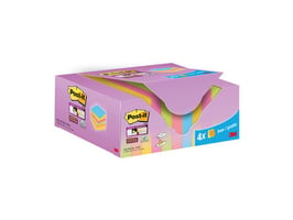 Post-it® Super Sticky Notes Voordeelpak, 47,6 x 47,6 mm, assorti (pak 24 stuks)