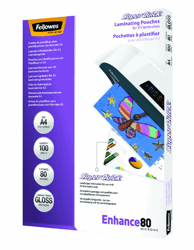 FELLOWES Lamineerhoezen A4, 80 micron, Superquick (verpakking 100 stuks) artikel afbeelding
