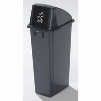 Robuuste verzamelbak voor recyclebaar materiaal met deksel inhoud 80 l, plat deksel (Breedte: 340 mm; Dekselkleur: grijs; Diepte: 470 mm; Hoogte: 985 mm; Kleur afvalbak: grijs; Uitrusting: met deksel; Uitvoering inworp: inwerpklep, zelfsluitend)