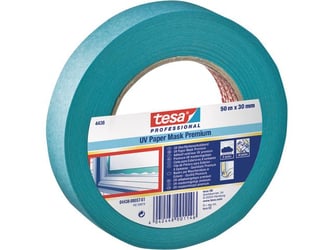 tesa® 4348, afplaktape, 30 mm x 50 m, crêpepapier, blauw (pak 10 x 50 meter) artikel afbeelding