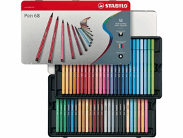 Viltstift STABILO Pen 68/50 Arty medium assorti blik à 50 stuks