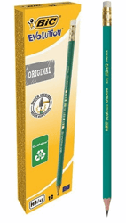 Potlood BIC ECOlution 655 HB + gum/ds 12 artikel afbeelding