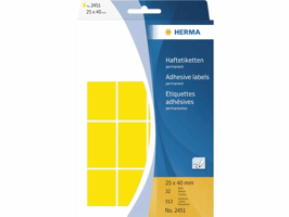 Etiket HERMA 2451 25x40mm geel 512 stuks