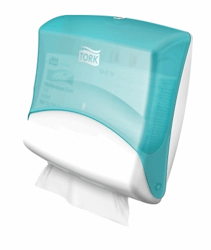 Tork Gevouwen Reinigingsdoek Dispenser Kunststof Wit/Turquoise W4 nr. 654000 artikel afbeelding