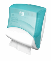 Tork Gevouwen Reinigingsdoek Dispenser Kunststof Wit/Turquoise W4 nr. 654000