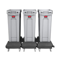 Afvalsorteerstation SLIM JIM® met kunststof trolley inhoud 3x60 l