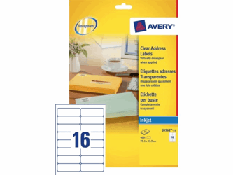 ETIKET AVERY J8562-25 99.1X33.9MM TRANSP 400ST artikel afbeelding