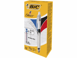 BiC Balpen 4 Colours 3+1HB Pencil (doos 12 stuks)